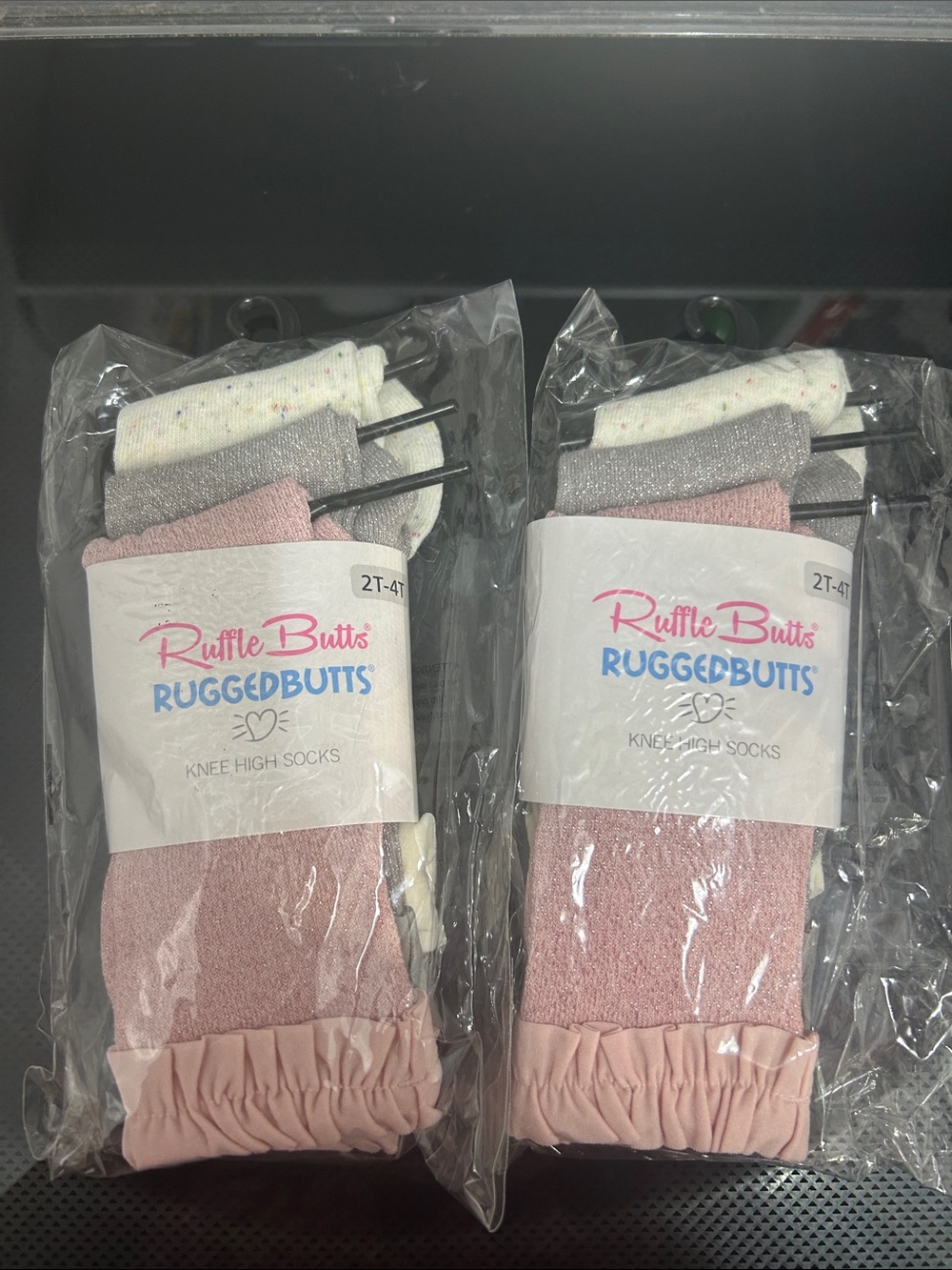Twin girls 2T-4T matching set identical new nwt knee high socks sparkle confetti
